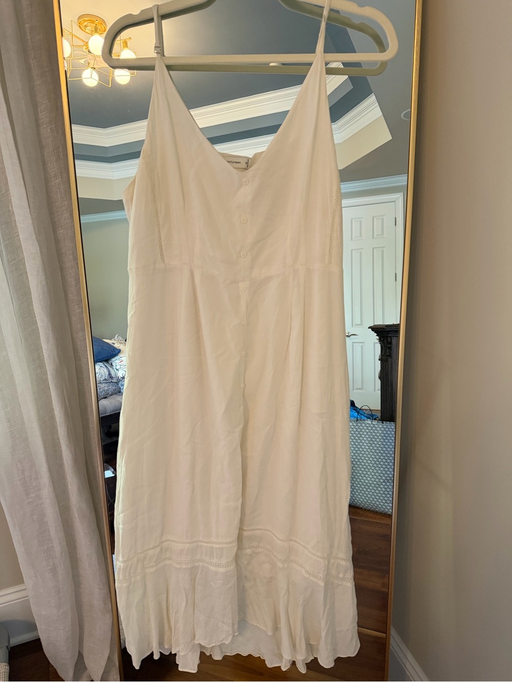 Gentle Fawn Ivory Button-Front Maxi Slip Dress
